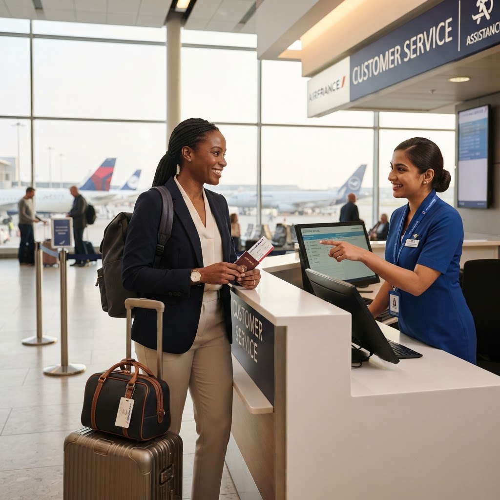 Traveler receiving airport support